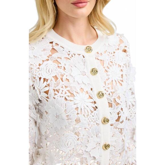NEW GENERATION LOVE erin 3d butterfly lace cardigan in white - Picture 4 of 4